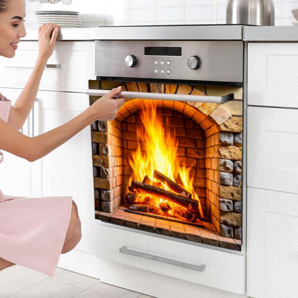 2025奥弗圣诞节FC1644 黄色火炉烤箱贴新款可移除可跨境防水