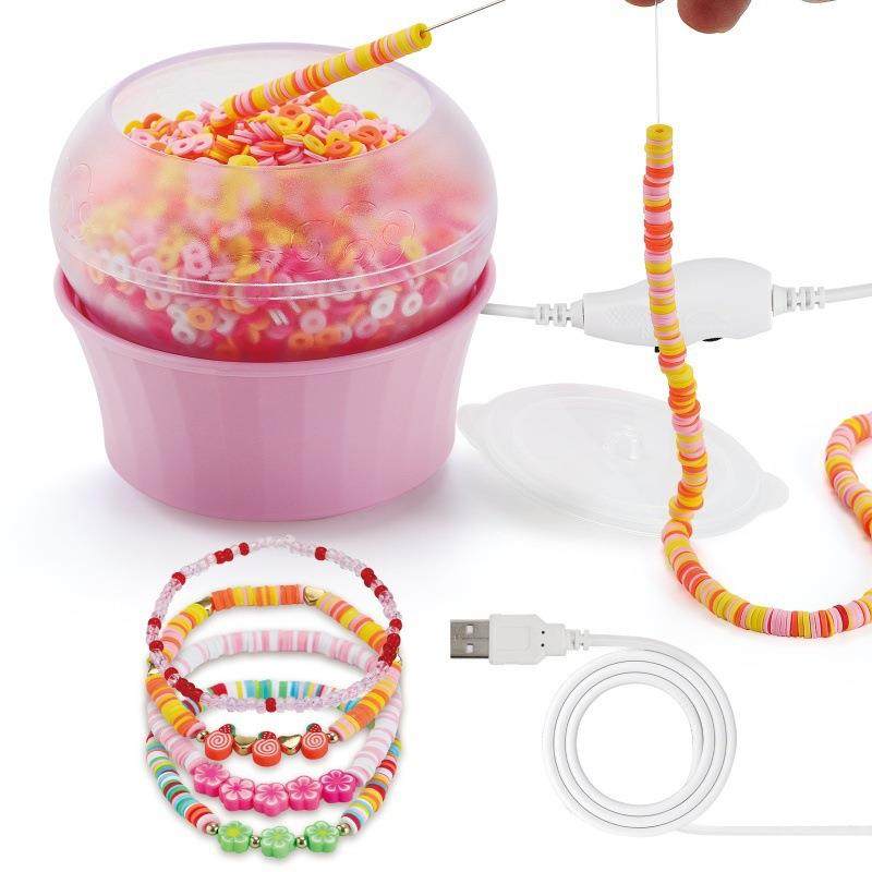 外贸新款电动串珠机穿珠器自动穿珠子工具diy串珠机绕珠串珠