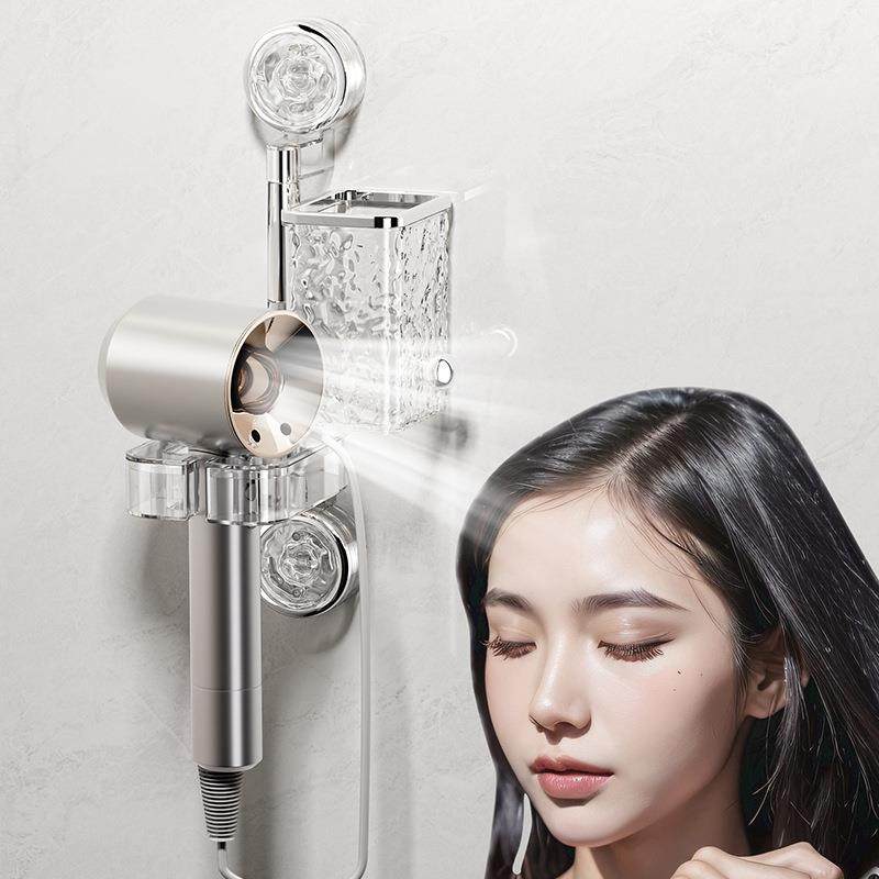 吸盘吹风机置物架免打孔多功能旋转电吹风挂架浴室壁挂式风筒支架