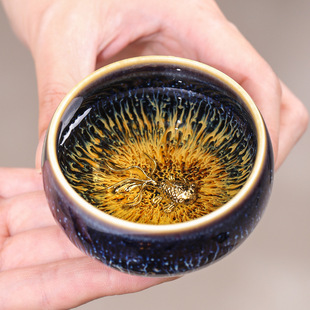 茶杯茶盏天目盏釉建盏杯窑变主人杯茶碗品茗杯陶瓷茶杯功夫银鱼杯