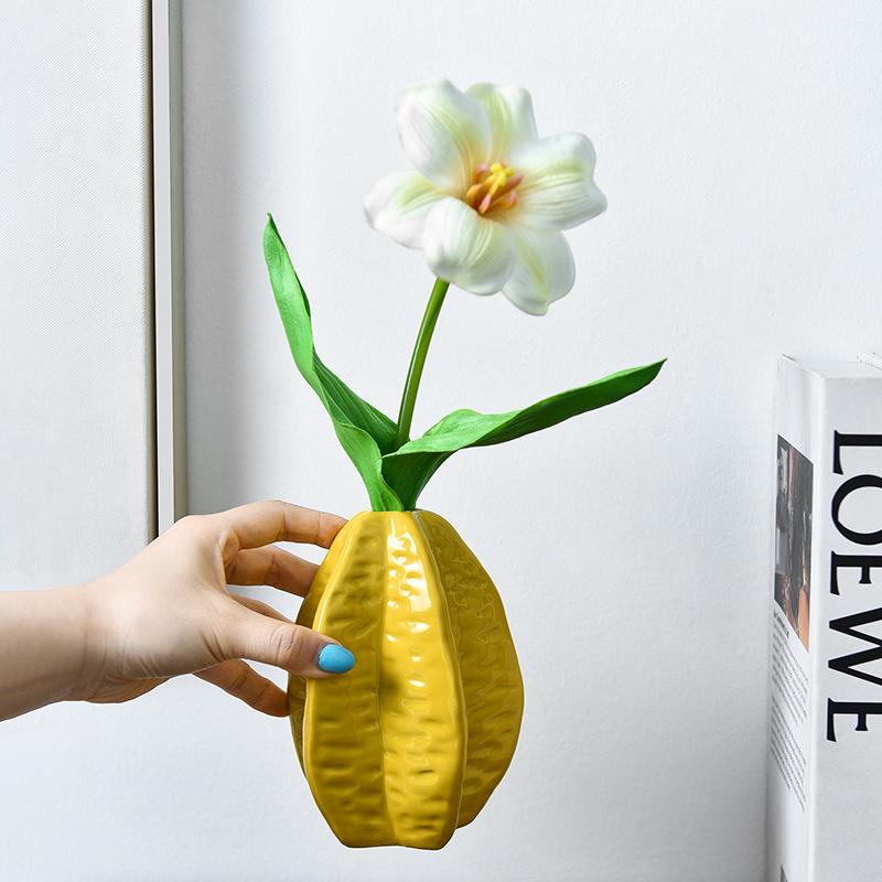 北欧风杨桃花瓶陶瓷水果造型插花花器创意艺术水培花瓶摆件装饰
