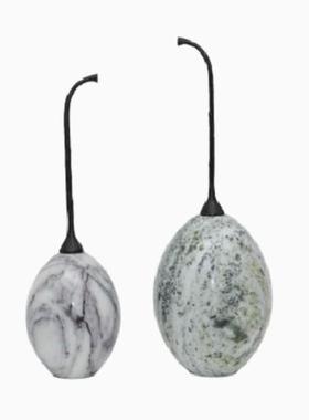 现代极简样板间大理石头果金属蛋形家居装饰餐桌蜡烛酒杯组合摆件