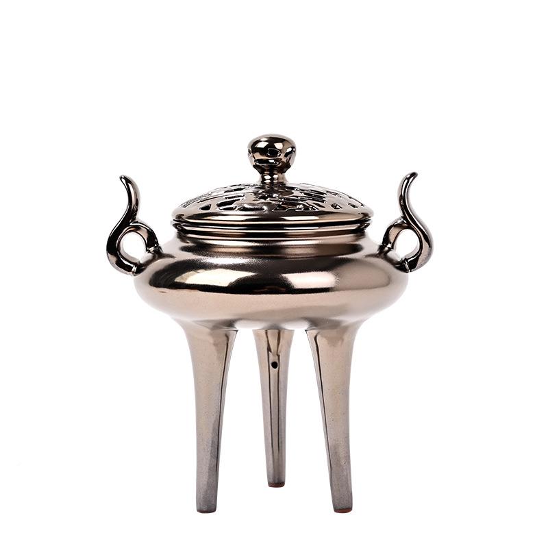 创意仿古薰香炉炉陶瓷香室炉IMZ三足香盘香家用内檀摆件香道小香