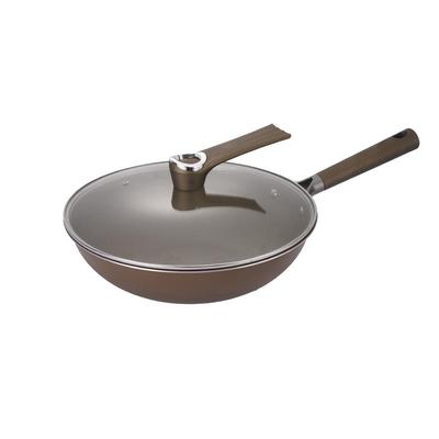 工厂直供钛合金炒锅不锈钢有钛不粘锅少油烟平底锅家用炒菜锅通用