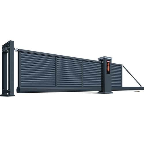 铝合金电动伸缩门悬浮平移门厂区大门无轨推拉直线门铝艺大门