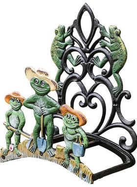 欧式田园对鸟公鸡铸铁水管架庭院收纳装饰铁艺工艺品手工彩绘壁挂