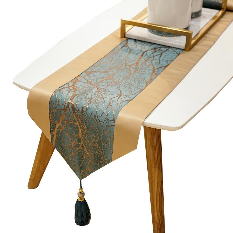 现代简拼接树约轻奢风餐桌旗巾店酒客拼厅会客巾桌布厂家直供接树