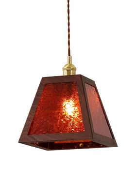 胡桃木色法式复古吊灯中古风卧室床头进口天然石头小吊灯casa照明