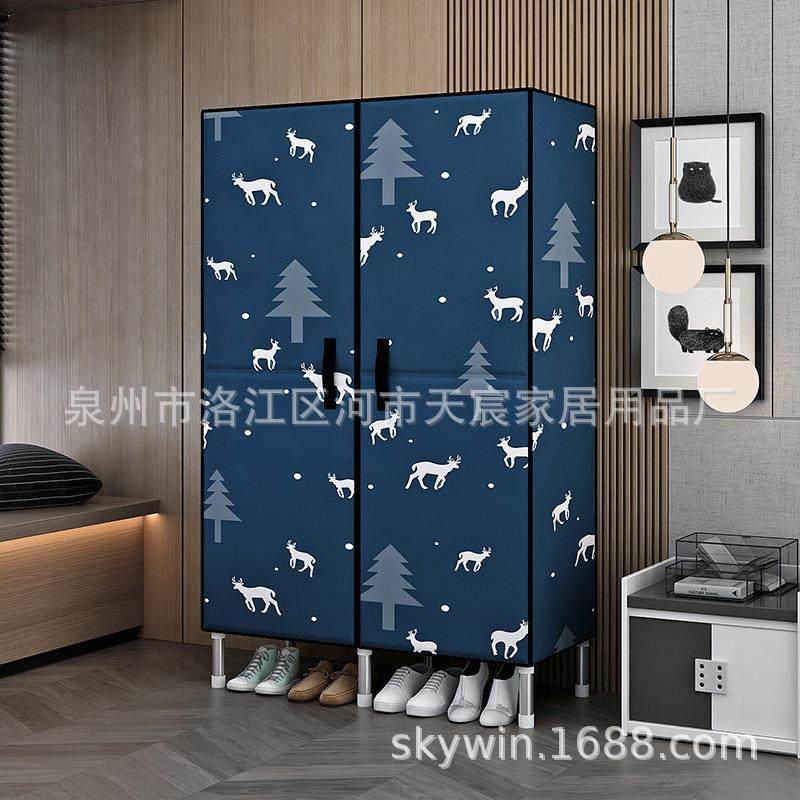 开门式加厚KT板布衣柜钢管加粗加固出租房卧室家用简易柜KT087125