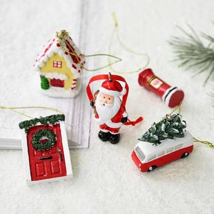 跨境新品圣诞节装饰品圣诞树装饰挂饰树脂姜饼公仔邮筒挂件
