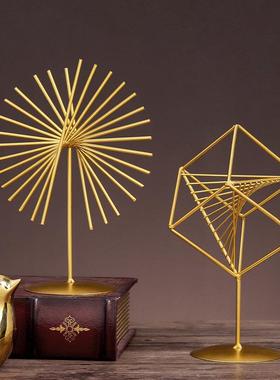 欧式风格铁艺架创意几何立方体家居摆件客厅酒柜样板房客厅摆件