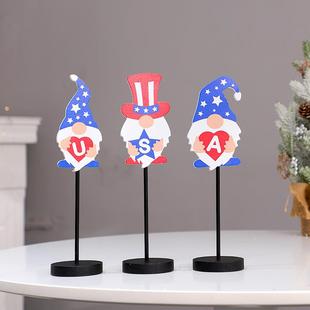 饰 饰品USA无脸老人摆件7月4日独立日派对装 跨境3个 套独立日装