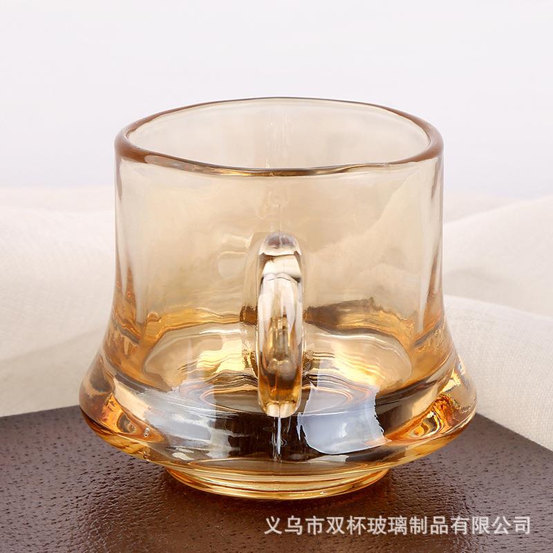 北欧电镀琥珀色玻璃把杯70ml迷你小酒杯小型咖啡杯烈酒杯洋酒杯子