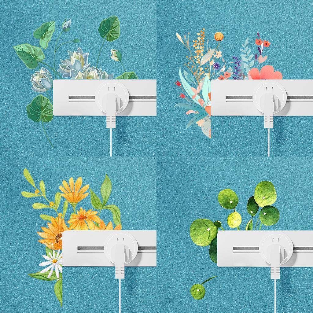 创意绿植花卉开关贴墙贴纸CH81410跨境卧室办公区装饰自粘墙贴画