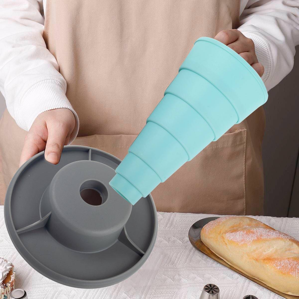 可伸缩折叠裱花托架裱花袋辅助器折叠裱花袋架烘焙工具圆形饼干模