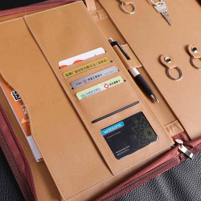 现货皮质交房包pu多功能包A4拉链商务文件包房地产钥匙包车便携