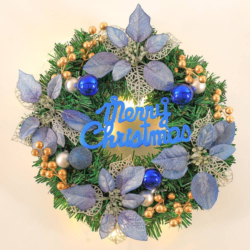 跨境直供圣诞花环藤圈带灯30/40/50/60cm圣诞节装饰门挂墙挂场景