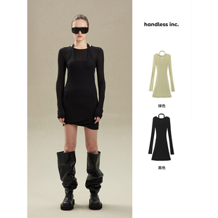 【年终巨惠 】handless inc | 天丝假两件挂脖修身T恤/短款连衣裙