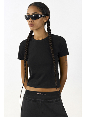 【年终巨惠 】handless inc 短款正肩纯棉修身短袖T恤女