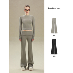 【年终巨惠 】handless inc | seamless翻腰头磨毛修身微喇休闲裤