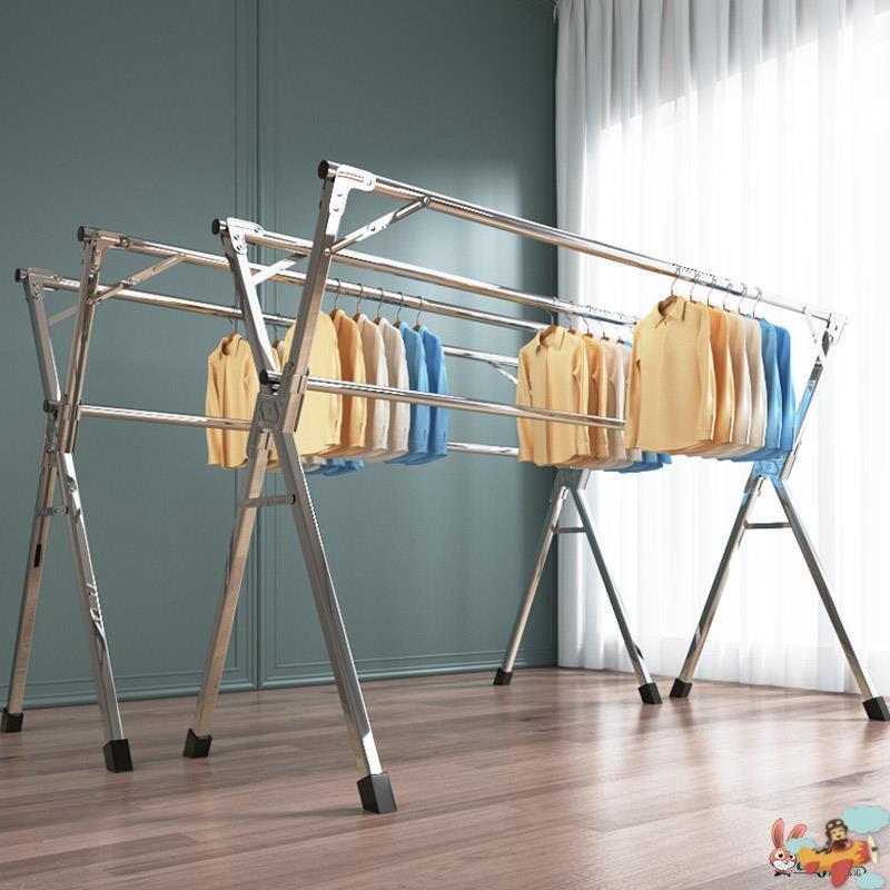 折叠衣架家用挂衣落地室内阳台衣架不锈钢室外伸缩杆式晒被子神器