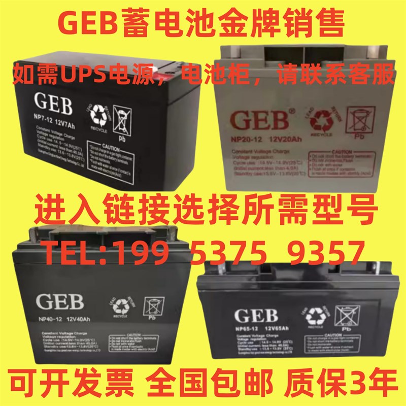 GEB蓄电池NP38-12特价包邮12V65AH40AH38AH17消防电梯UPS/EPS专用