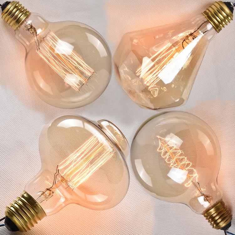 爱迪生钨丝灯泡E27螺口复古调光灯泡40w瓦G95钻石白炽灯泡球型泡