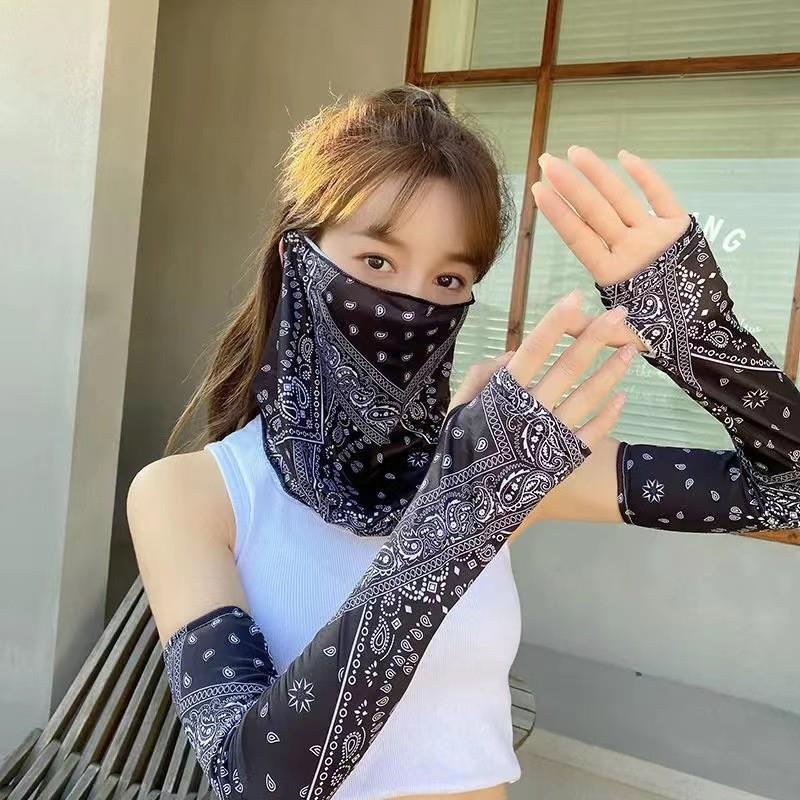 防晒面罩男女冰丝挂耳护颈围脖遮全脸脖套夏天遮阳骑行面巾面纱潮