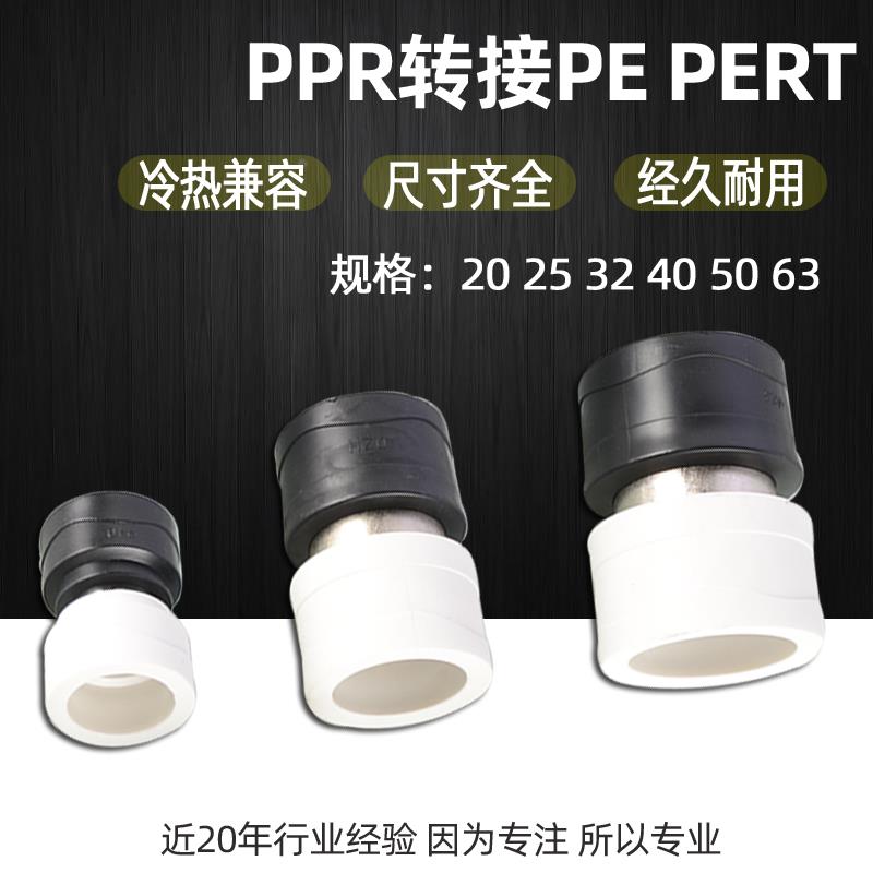 4/6分1寸PPR转接头转换PE/PERT直接20/25/32/40/50/63PPR水管配件