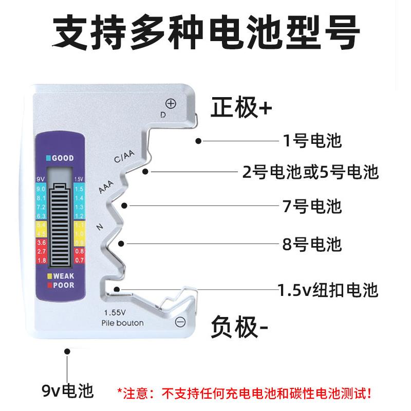 电池电量检测器电池容量测试仪电池电量显示器测剩余电量数显仪