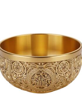 纯黄铜百福龙凤茶碗新中式客厅宫廷百福朋友送礼高档摆件饰品