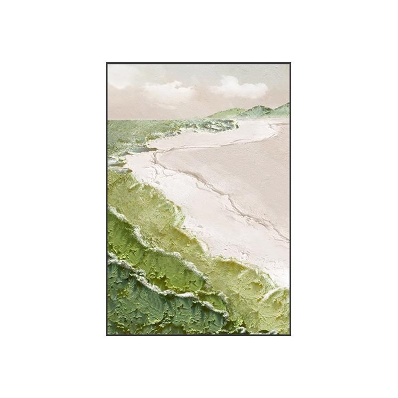 奶油风肌理画客厅大幅落地装饰画抽象沙发背景墙挂画高级感绿色画
