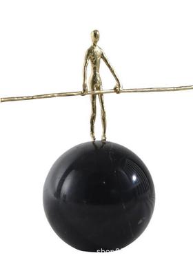 现代简约创意金属大理石抽象摆件样板房售楼处桌面电视柜工艺品