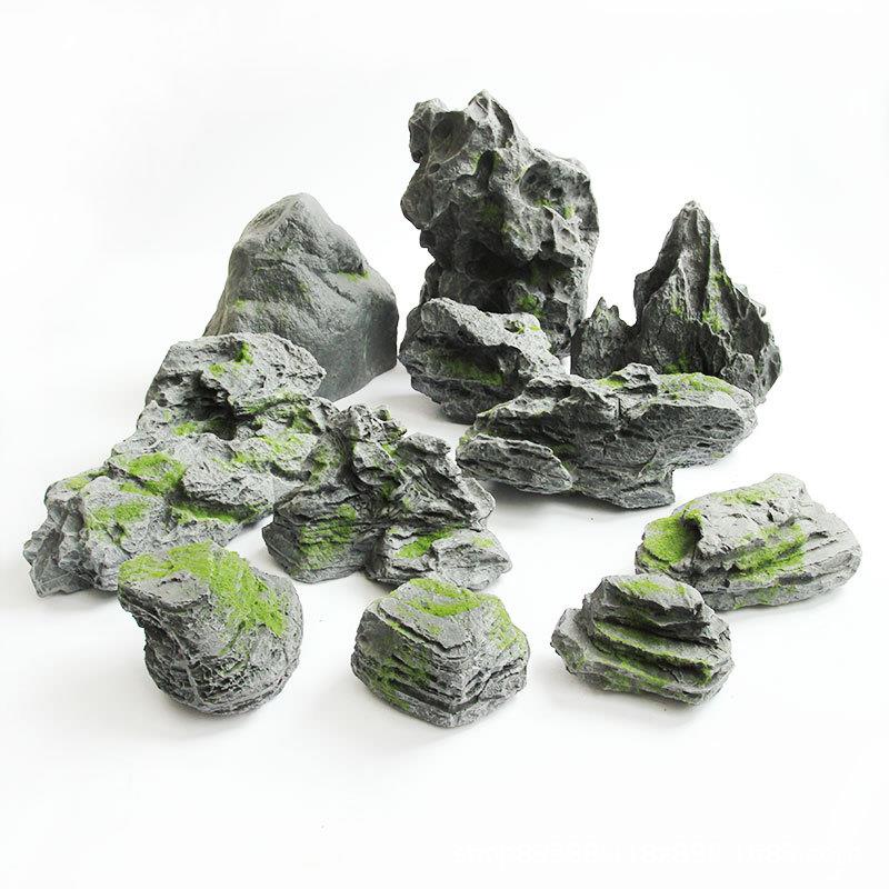 仿真石头装软装造玻ZDM璃钢假山室景内摆件花园中式庭院池室外鱼