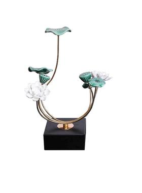 陶瓷工艺品创意礼品样板房现代荷叶花家居办公室软装饰品