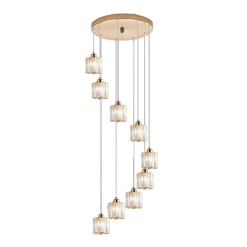 l北oft梯公寓楼复梯吊灯客厅水晶340灯具式楼间挑空旋转欧风