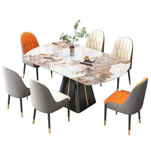 岩板餐桌家用可伸缩餐桌简约现代轻奢高档八人餐桌圆桌折叠餐桌