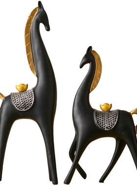 马上有钱轻奢客厅电视柜酒柜办公室树脂工艺品装饰摆件高级感小众