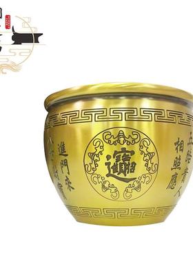 黄铜制作对联缸福缸米缸铜缸五福家居工艺品客厅装饰中式铜摆件