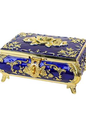 欧式金属高档立体玫瑰首饰珠宝饰品收纳盒装饰饰品盒摆件结婚礼品