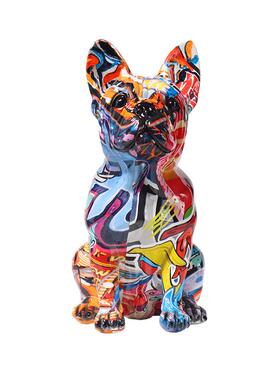 创意欧式家用居法斗狗动物摆件客厅玄关装饰品摆件树脂工艺品