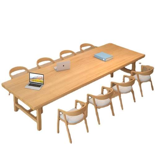 实木办公桌大型会议桌长桌简约现代长方形工作台培训洽谈桌椅北欧