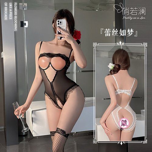 性感镂空透视蕾丝钢圈聚拢睡衣制服开档连体泳衣