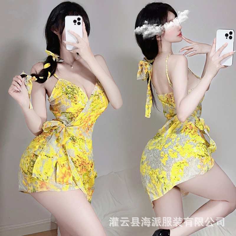 网红抖音性感吊带和服睡衣火辣睡裙