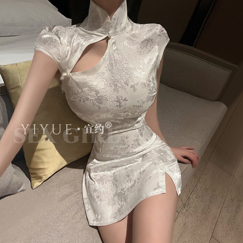性感国风修身旗袍复古包臀开叉制服扮演夜店女王连衣裙