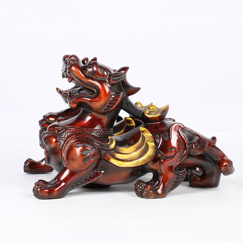 直供仿古福财貔貅铜貔貅红鎏金做工铜麒麟铜摆件加工礼品