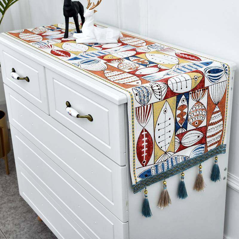 美式桌旗轻奢茶几餐桌长条桌布布艺电视柜鞋柜盖巾亚马逊