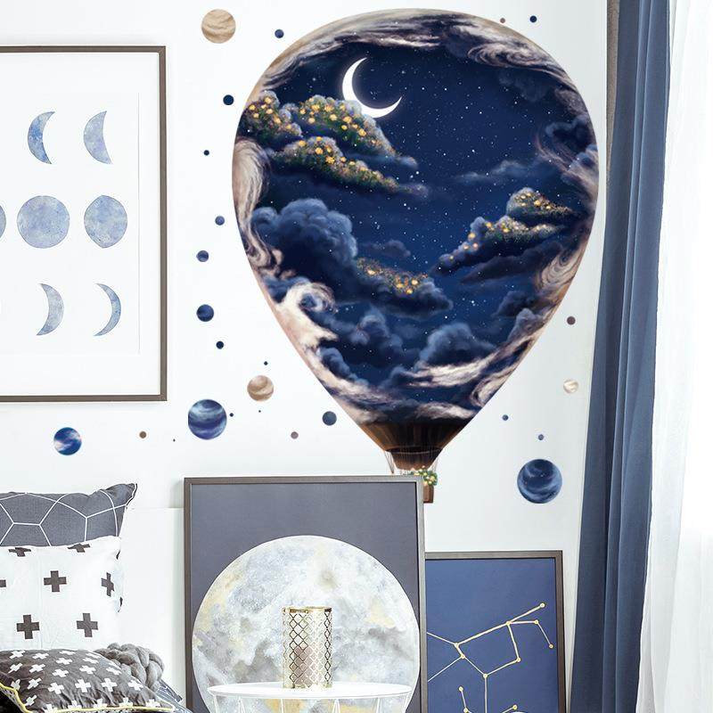 地球星球贴纸3D视觉效果儿童房装饰贴画星星月亮教室墙贴ZDB-2233