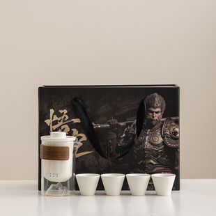 玻璃观山茶具套餐高颜值茶水分离快客杯茶杯一壶四杯高档礼盒套餐