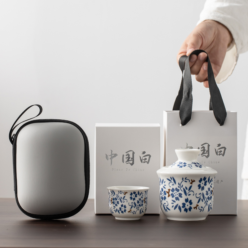 青花陶瓷温酒器套装中式分酒器